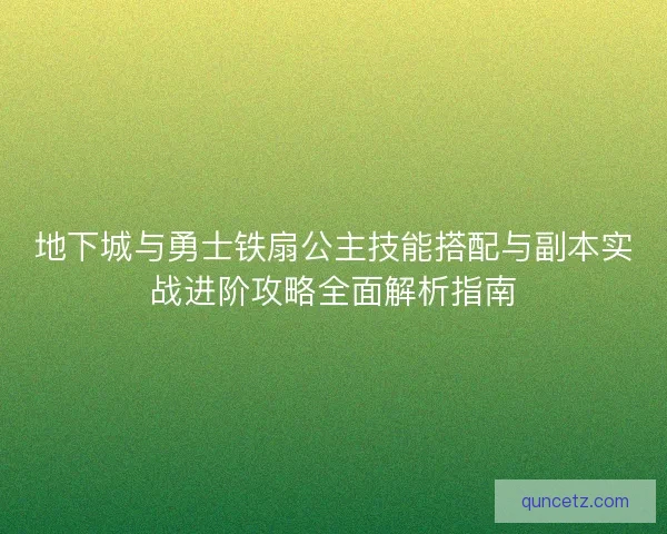 地下城与勇士铁扇公主技能搭配与副本实战进阶攻略全面解析指南